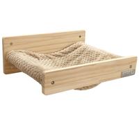 Kerbl Pet Hamac Mural Timber, Naturel/Taupe, 38 x 33,5 x 16 cm, Bois, Peluche Douce, Chats, Fixation Murale