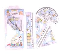 KERDEJAR 4 Pièces Ensemble Kawaii Dessin Animé Triangle Règle Rapporteur École Fournitures de Bureau Étudiant Papeterie