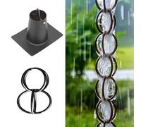 KERIVO Chaine de Pluie Moderne,Chaine de gouttière Japonaise,Rain Chain,Élégante et Écologique pour Drainage des Eaux de Pluie Décoration de Jardin Zen et Moderne Double Anneau 3.5m(11.5ft) Noir
