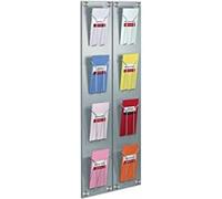 kerkmann Porte-brochures mural artline, DIN long vertical, 4 compartiments Dos métallique en alu argenté est fixé au moyen d'un support en inox - 1 pièce (6196)