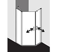 Kermi Pega cabine de douche pentagonale PE45L09020VYK 90x90x200cm, verre de sécurité trempé brillant argenté SR Opaco Clean, gauche