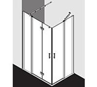Kermi demi-porte d'entrée d' Diga avec champ fixe DIF2L09018VPK 90x185cm, argent brillant, verre de sécurité trempé clair, gauche, sur receveur de douche
