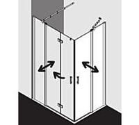 Kermi demi-porte d'entrée d' Diga avec panneau fixe DIEPR07020VPK 70x200cm, sur DW, argent brillant, verre de sécurité trempé clair, droite