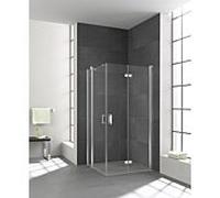 Kermi demi-porte d'entrée d' Diga avec panneau fixe DIEPR123182PK 123x185cm, sur DP, blanc , verre de sécurité trempé clair, droite