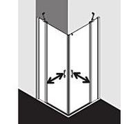 Kermi demi-porte d'entrée d' Liga avec champ fixe LIEPL103201AK 103x200cm, argent mat brillant, verre de sécurité trempé transparent, gauche, sur la zone de douche