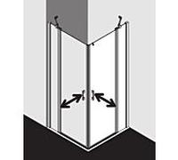 Kermi demi-porte d'entrée d' Liga avec champ fixe LIEPR12320VPK 123x200cm, argent brillant, verre de sécurité trempé clair, à droite, sur la zone de douche