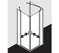 Kermi demi-porte d'entrée d' Liga avec panneau fixe LIEPL075201PK 75x200cm, argent mat brillant, verre de sécurité trempé transparent, gauche, sur receveur de douche