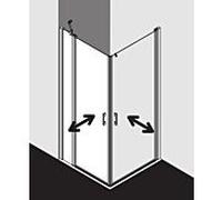 Kermi demi-porte d'entrée d' Liga avec champ fixe LIEPL093181AK 93x185cm, argent mat brillant, TSG clair, gauche, sur la zone de douche