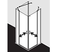 Kermi demi-porte d'entrée d' Liga avec champ fixe LIEPR078201AK 78x200cm, brillant argent mat, TSG transparent, droite, sur la zone de douche