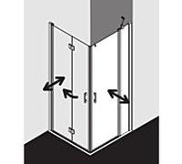 Kermi demi-porte d'entrée d' Liga avec panneau fixe LIEPR083181PK 83x185cm, argent mat brillant, verre de sécurité trempé clair, à droite, sur la zone de douche