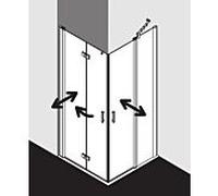 Kermi Diga Kermi angle porte pliante Diga battante DI2CL09320VAK 93x200cm, argent brillant, TSG clair, gauche, sur la zone de douche