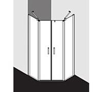 Kermi douche pentagonale Pega PEF5010020VYK 100x100x200cm, verre de sécurité trempé argent brillant SR Opaco Clean