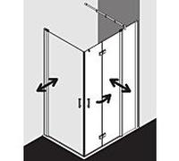 Kermi Diga Porte pliante, avec élément fixe, pour accès d'angle, DIF2R10020VAK, DIF2R