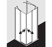 Kermi Ibiza 2000 entrée coin EOR I2EOR100181AK 100x185cm, ESG porte battante clair avec panneau fixe
