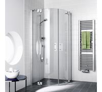 Kermi Filia XP porte battante quart de cercle FXP55V4120VAK 90x100x200cm, argent brillant, verre de sécurité trempé, rayon 55