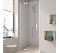Kermi Filia XP porte battante avec panneau fixe pour niche FX1TL09020VPK 90x200cm, argent brillant, verre de sécurité trempé clair, gauche