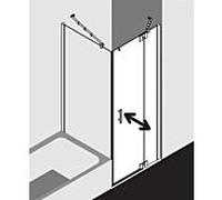 Kermi Filia XP porte battante avec panneau fixe pour paroi latérale FX1WR10020VAK 100x200cm, argent brillant, verre de sécurité trempé transparent, à droite, sur receveur de douche