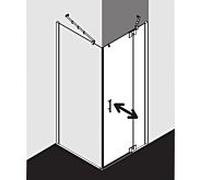 Kermi Filia XP porte battante avec panneau fixe pour paroi latérale FX1WR11020VPK 110x200cm, argent brillant, verre de sécurité trempé transparent, à droite, sur receveur de douche