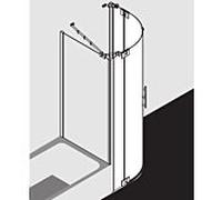 Kermi Filia XP porte battante quart de cercle FXP5510120VAK 100x200cm, argent brillant, verre de sécurité trempé, rayon 55