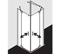 Kermi Filia XP porte d'entrée d'angle demi-porte FXEPL12020VAK 120x200cm, argent brillant, TSG clair, gauche, sur receveur de douche