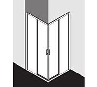 Kermi Liga entrée demi-diapositive. 2 pièces sans plancher LIC2L09020VPK 90x200cm, argent brillant, verre de sécurité trempé clair, gauche, sur receveur de douche