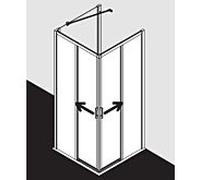 Kermi Liga entrée demi-diapositive. 2 pièces sans sol LIC2L100201AK 100x200cm, argent mat brillant, verre de sécurité trempé, gauche, sur receveur de douche
