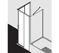 Kermi Liga entrée demi-diapositive. 2 pièces sans sol LIC2L123201PK 123x200cm, argent mat brillant, verre de sécurité trempé clair, gauche, sur la zone de douche