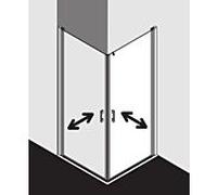 Kermi Liga demi-porte d' Liga Kermi LI1ER083201PK 83x200cm, argent mat brillant, verre de Liga Kermi transparent, à droite, sur la zone de douche