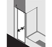 Kermi Liga porte battante avec panneau fixe pour panneau latéral LI1GL090181PK 90x185cm, argent mat brillant, TSG clear clean, gauche, sur receveur de douche
