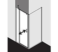 Kermi Liga porte battante avec panneau fixe pour panneau latéral LI1GL105181PK 105x185cm, brillant argent mat, TSG clear clean, gauche, sur receveur de douche