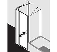 Kermi Liga porte battante avec panneau fixe pour panneau latéral LI1GL11020VPK 110x200cm, argent brillant, verre de sécurité trempé transparent, gauche, sur receveur de douche