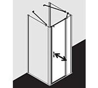 Kermi Liga porte battante avec panneau fixe pour panneau latéral LI1GR09020VAK 90x200cm, argent brillant, verre trempé transparent, à droite, sur receveur de douche