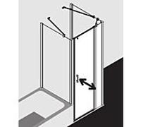 Kermi Liga porte battante avec panneau fixe pour panneau latéral LI1GR125201PK 125x200cm, finition argent mat, verre de sécurité trempé transparent, à droite, sur receveur de douche