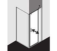 Kermi Liga porte battante avec panneau fixe pour panneau latéral LI1GR120201PK 120x200cm, argent mat brillant, TSG clear clean, droite, sur receveur de douche