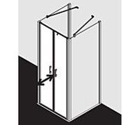 Kermi Liga porte battante en niche LIPTD075181AK 75x185cm, brillant argent mat, TSG transparent, sur receveur de douche