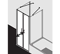 Kermi Liga porte battante en niche LIPTD095201AK 95x200cm, argent mat brillant, verre de sécurité trempé, sur receveur de douche