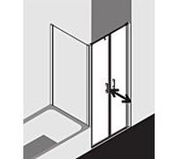 Kermi Liga porte battante en niche LIPTD095201PK 95x200cm, argent mat brillant, verre de sécurité trempé clair, sur receveur de douche