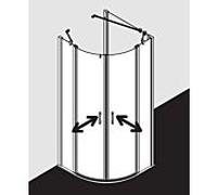 Kermi Liga porte battante quart de cercle à panneaux fixes LIP55080181AK 80x185cm, argent mat brillant, verre de sécurité trempé, sur receveur de douche