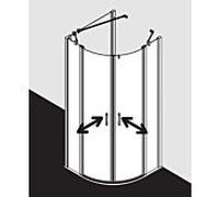 Kermi Liga porte battante quart de cercle avec panneaux fixes LIP55080201AK 80x200cm, argent mat brillant, TSG transparent, sur receveur de douche