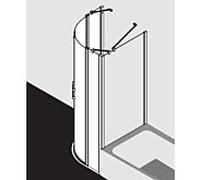 Kermi Liga porte battante quart de cercle à panneaux fixes LIP5509018VAK 90x185cm, argent brillant, TSG transparent, sur receveur de douche