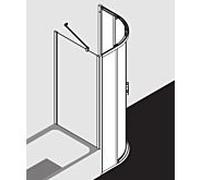Kermi Liga porte coulissante quart de cercle sans plancher avec 2 champs fixes LIC55080201PK 80x80x200cm, argent mat brillant, verre de sécurité trempé clair