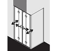 Kermi Liga porte battante en 4 parties. dans niche LI2T413018VPK 130x185cm, argent brillant, verre de sécurité trempé clair, sur receveur de douche