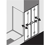 Kermi Liga - porte pliante Liga dans niche LI2T4135201AK 135x200cm, argent mat brillant, verre de sécurité trempé, sur receveur de douche
