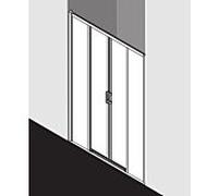Kermi Liga slide. 4 pièces sans plancher avec champs fixes LID4B13020VPK 130x200cm, argent brillant, verre de sécurité trempé clair, sur receveur de douche