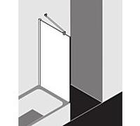 Kermi Mena paroi latérale raccourcie avec profil mural METVP090173AK 90 x 179 cm, soft black, clear ESG, à côté de la baignoire