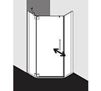 Kermi Pasa XP cabine de douche pentagonale porte battante PXL53100181AK 100x100x185cm, argent mat brillant, TSG clair, gauche