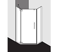 Kermi Pasa XP cabine de douche pentagonale porte battante PXL53100201AK 100x100x200cm, argent mat brillant, TSG clair, gauche