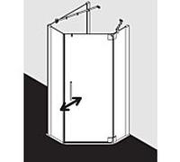 Kermi Pasa XP cabine de douche pentagonale porte battante PXR47090201AK 90x90x200cm, argent mat brillant, TSG clair, droite