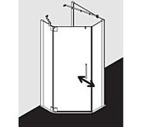 Kermi Pasa XP cabine de douche pentagonale porte battante PXL53100201PK 100x100x200cm, argent mat brillant, verre de sécurité trempé clair, gauche