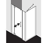 Kermi Pasa XP porte battante 2000 -swing avec panneaux fixes PX1GL12020VPK 120x200cm, argent brillant, verre de sécurité trempé clair, gauche, sur receveur de douche